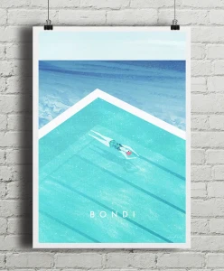 Bondi Beach Australia - aranżacja plakatu na ceglanej ścianie