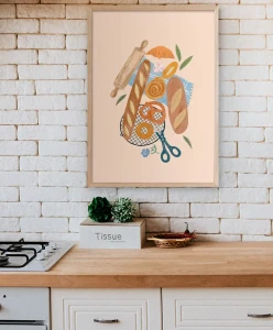 Chrupiące bagietki / Baguettes - aranżacja plakatu w kuchni