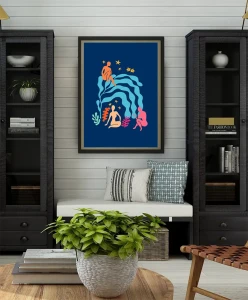 Nocny ogród / Night Garden - aranżacja plakatu w salonie