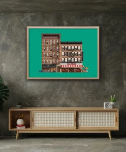 Plakat Nowy Jork USA - aranżacja plakatu w industrialnym wnętrzu