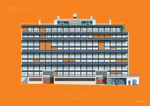 Szklany dom / Immeuble Clarté Genewa - plakat