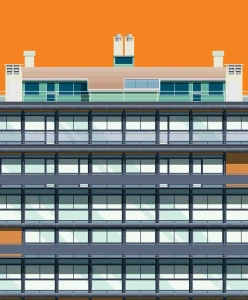 Szklany dom / Immeuble Clarté Genewa - szczegół plakatu