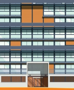 Szklany dom / Immeuble Clarté Genewa - szczegół plakatu