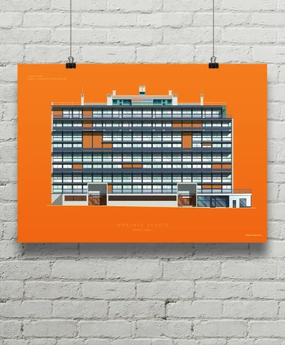 Szklany dom / Immeuble Clarté Genewa - aranżacja plakatu