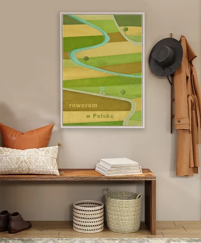 Rowerem w Polskę - aranżacja plakatu w korytarzu