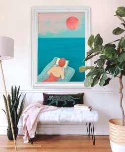 Nad morzem z książką - aranżacja plakatu