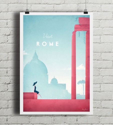 Rzym - Forum Romanum i Bazylika św. Piotra - plakat na ścianie