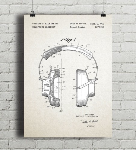Słuchawki - patent - plakat